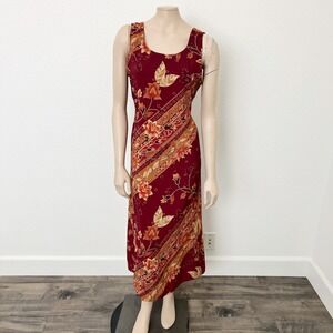 Vintage Red and Orange Maxi Dress
